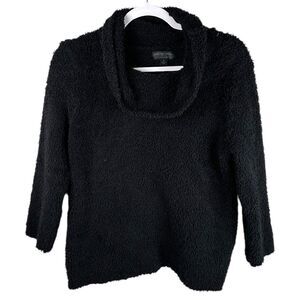 Barefoot Dreams CozyChic Soft Knit Black Cowl Neck Pullover Sweater Size Small